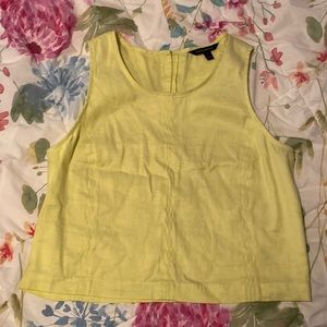 Linen/Cotton Neon Yellow Cropped Tank